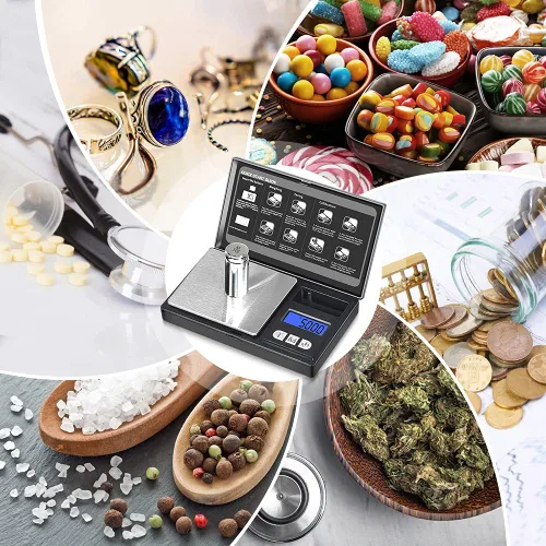 Miniatura 6 de THINKSCALE Mini báscula de bolsillo con 6 unidades, yardas, tara, báscula digital para joyas, medicinas, café, hierbas, peso cal incluido Negro