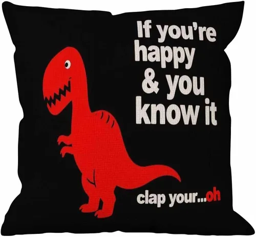 HGOD DESIGNS Funda de almohada cuadrada de lino y algodón con dinosaurio rojo para hombres y mujeres, decoración del hogar, sofá, dormitorio, sala