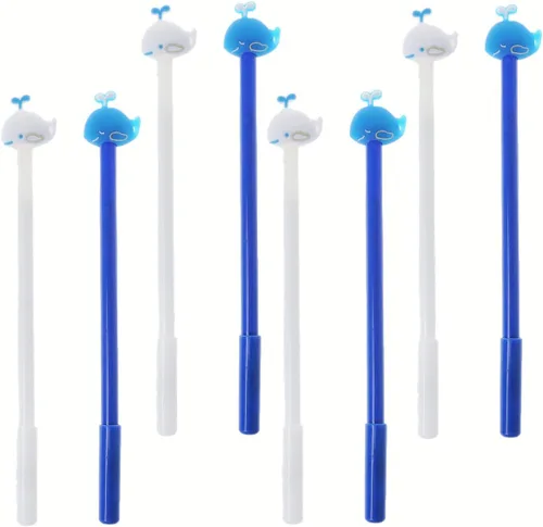 Moda lindo colorido Kawaii encantador colorido animal pez ballena gel bolígrafos oficina escuela papelería pluma (8PCS)