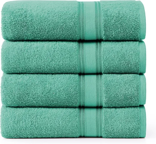 Miniatura 19 de Lane Linen Juego de 4 toallas de baño de 100 % algodón (35 x 66 pulgadas), juego de toallas de baño extragrandes de algodón sin torsión, secado Gris