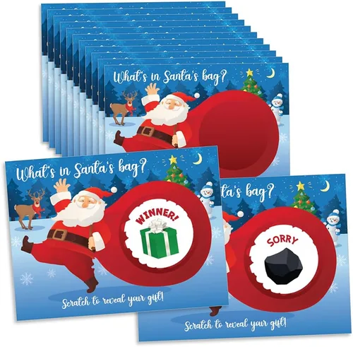 My Scratch Offs Paquete de 26 tarjetas de juego para rascar, 3 x 4 pulgadas, divertidos recuerdos de fiesta de Navidad para adultos, familias y