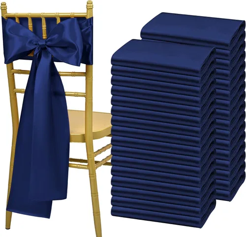 Miniatura 31 de Showgeous 60 cintas decorativas de satén negro para silla, lazos para decoración de banquetes, fiestas, baby shower, eventos (7 x 108 pulgadas)
