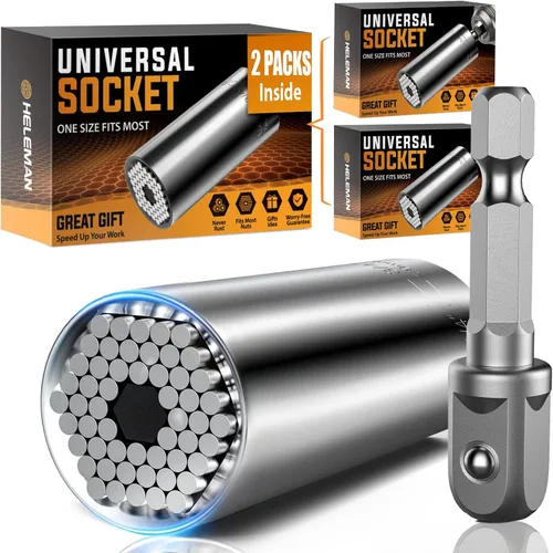 HELEMAN Juego de 2 herramientas universales con adaptador de taladro eléctrico, regalo de Navidad para hombres