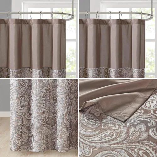 Miniatura 5 de Cortina de regadera Jacquard de poliéster Aubrey Azul
