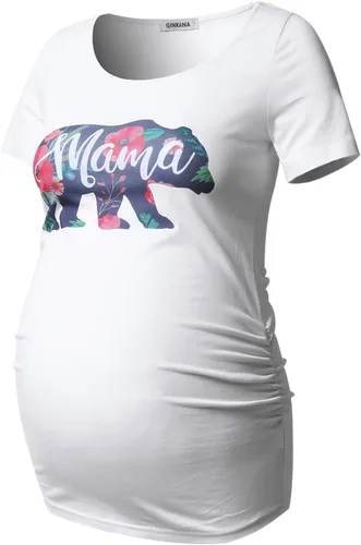 Miniatura 56 de GINKANA Blusas de maternidad de manga corta, diseño floral, fruncido, casual, para mamá, para embarazo