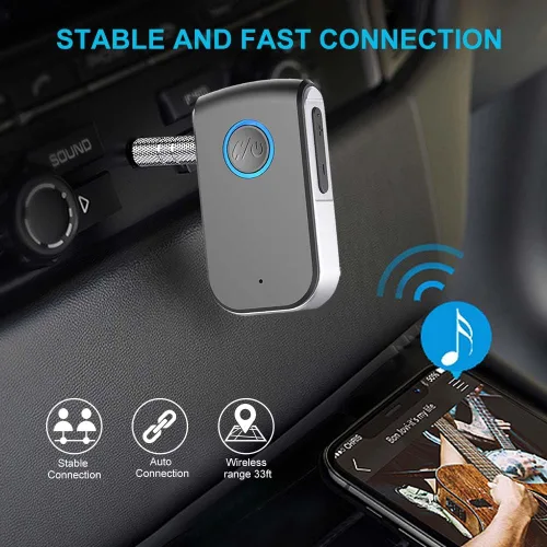 Miniatura 2 de Adaptador Bluetooth AUX para Coche, Receptor Inalámbrico AUX Bluetooth de 3.5mm Adaptador de Coche, Llamada Manos Libres para Autos, Altavoces