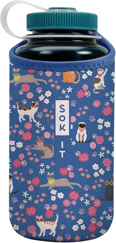 Miniatura 225 de Sok It BotlSok Funda para botella de agua con cubierta de neopreno aislante (Floral abstracto, se ajusta a CamelBak o Nalgene de 12 onzas)