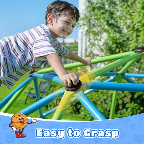 Miniatura 8 de Zupapa Domo de Escalada de 10 Pies, Gimnasio de Jungla al Aire Libre para Niños con Agarre de Escalada - Escalador de Cúpula Geométrica que Soporta