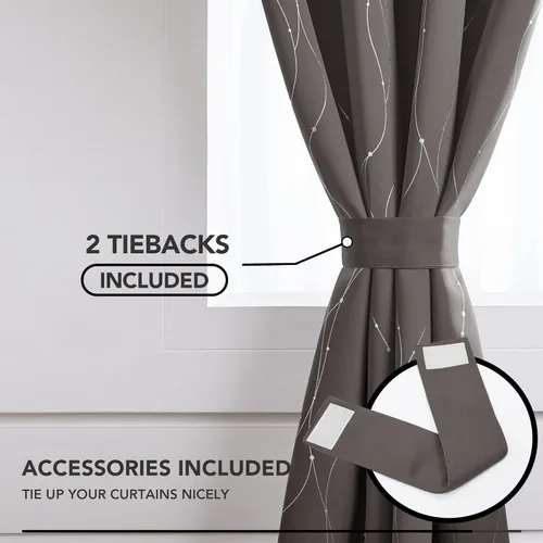 Miniatura 4 de Deconovo Cortinas blackout para sala de estar, 84 pulgadas de largo, con eficiencia energética y diseño de líneas onduladas con puntos