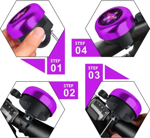 Miniatura 5 de Campana de bicicleta para niños, campana de bicicleta de aluminio para niños y niñas, regalos para niños pequeños, lindo sonido claro, accesorios