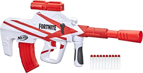 NERF Fortnite B-AR - Pistola de dardos motorizada - Envoltorio Fortnite Converge, lanzamiento motorizado de 10 dardos, enganche para 10 dardos, 10