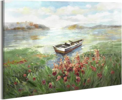 Miniatura 7 de arttitue Lienzo decorativo para pared de playa: baño, puesta de sol costera, paisaje, océano, mar, escena, obra de arte, paisaje marino, barco