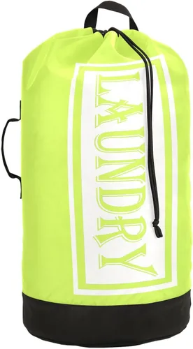 Miniatura 22 de Bolsa de lavandería de viaje de nailon amarillo limón para equipaje sucio resistente organizador de ropa sucia con cierre de cordón y correas