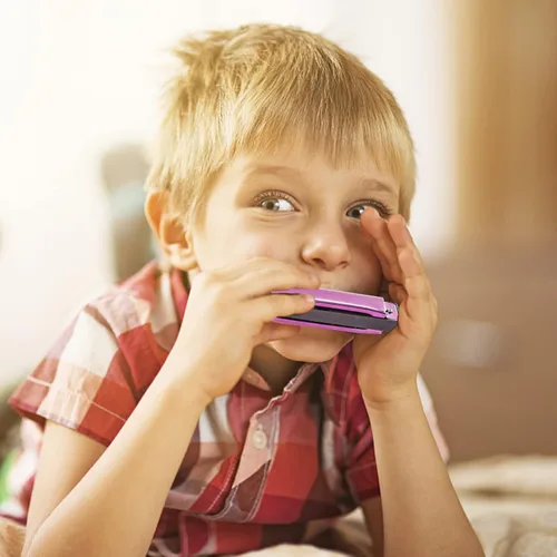 Miniatura 5 de Koogel Juego de armónica para niños, armónica diatónica rosa y azul de 10 agujeros en clave de Do, instrumentos musicales para principiantes
