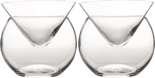 DUEBEL Juego de 2 vasos enfriadores de caviar de vidrio – Juego de 2 vasos enfriadores universales para martini, vino, licor y camarones