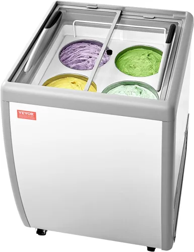VEVOR Vitrina de helado comercial, congelador de pecho de 5.6 pies cúbicos, gabinete de inmersión de gelato para restaurante, congelador profundo