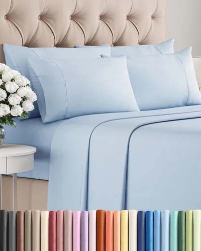 Miniatura 35 de Juego de sábanas Queen de 6 piezas, sábanas tamaño Queen, ropa de cama suave de lujo de hotel, refrescante, cómoda y transpirable, 1 encimera, 1 26