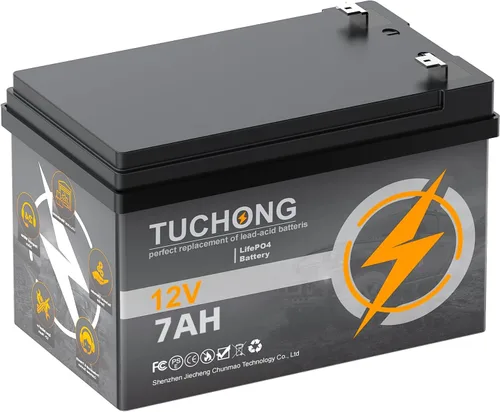 Batería de Litio LiFePO4 de 12V 7Ah, Batería Recargable, Hasta 5000+ Ciclos Profundos, Batería de Fosfato de Hierro y Litio con BMS Integrado, Ideal