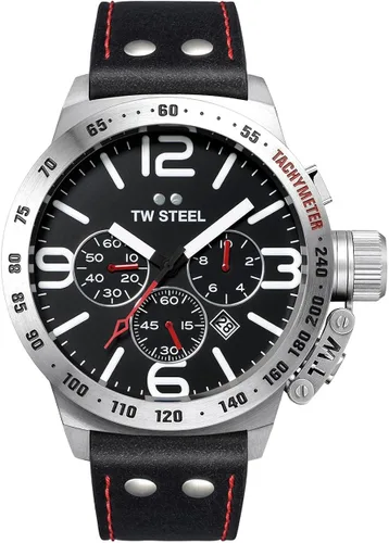 Miniatura 2 de TW Steel Classic Canteen Mens 45mm Quartz Watch with Chronograph Display and Leather Strap