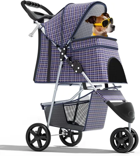Miniatura 22 de Magshion Cochecito para mascotas de 3 ruedas, cochecito de viaje plegable para perros y gatos pequeños y medianos (hasta 33 libras), transportador