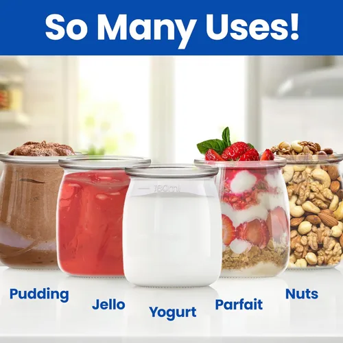 Miniatura 9 de Ultimate Tarros de yogur, ¡haz más delicioso yogurt! 8 tazas pequeñas de vidrio para yogur con tapas, 100% libres de BPA, herméticos y aptos