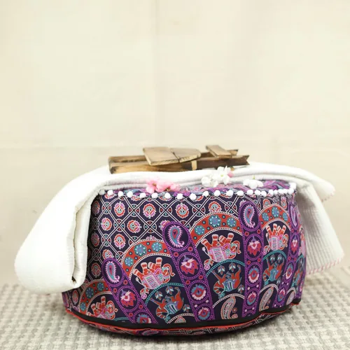 Miniatura 3 de Trade Star Funda para puf otomano con diseño de mandala, taburete decorativo indio, puf étnico bohemio, decoración 100% algodón, redondo, funda