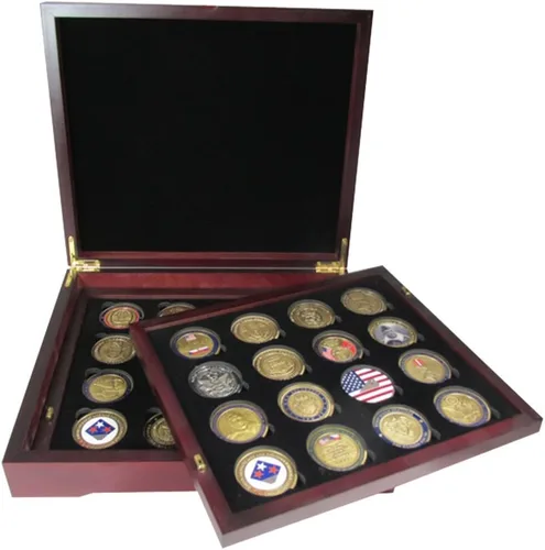 Miniatura 4 de Caja de exhibición de monedas de dos bandejas para cápsulas, certificadas, estilo losa o monedas de desafío, sin bandejas