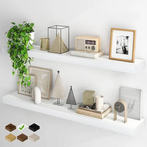 Miniatura 42 de Fun Memories Estantes flotantes para pared, estantes flotantes de 48 pulgadas de largo, juego de 1, estante colgante con soportes invisibles