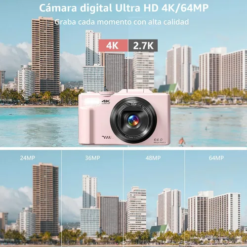 Miniatura 2 de Cámara digital para fotografía, cámara de vlogging 4K para YouTube de 3 pulgadas, pantalla abatible de 180°, zoom digital de 18X, cámaras compactas