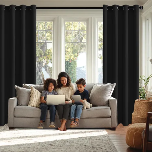 Miniatura 3 de JIUZHEN Cortinas Cortas de Cocina para Media Ventana Cortinas Opacas con Alzapaños para Sombras de Habitación Base, Cortinas con Ojales para Sala