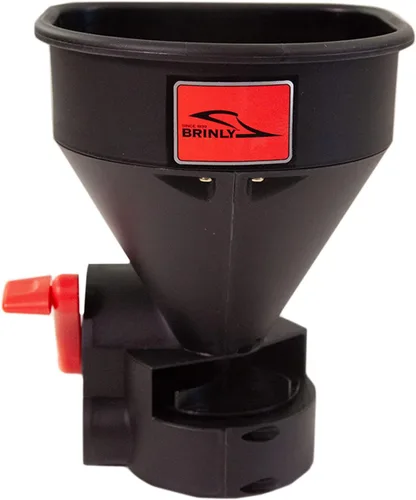 Brinly HHS3-5BH Esparcidor de mano de 5 libras para todas las estaciones con diseño de fácil llenado para semillas, derretimiento de hielo y