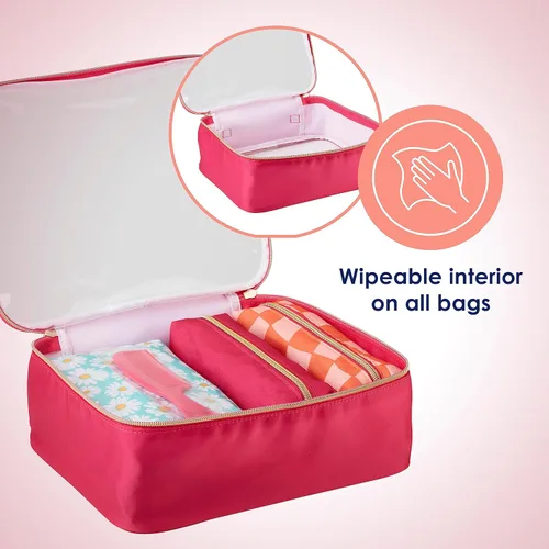 Miniatura 3 de Conair Set de 5 piezas de artículos de tocador y bolsa de cosméticos por menos de $30, incluye 4 bolsas de maquillaje y 1 peine de viaje