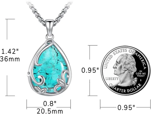 Miniatura 4 de Joyas de turquesa para mujeres y hombres de plata de ley 925 con colgante de urna para cenizas, collar con medallón de imagen, martillo de Thor