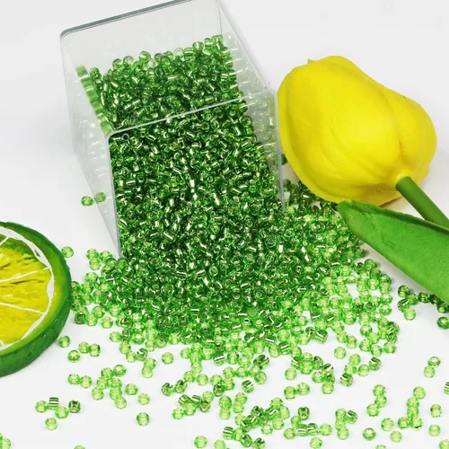 Miniatura 108 de Cuentas de semillas doradas transparentes de 4 mm al por mayor para hacer joyas, 110 gramos, aproximadamente 1600 piezas, cuentas de vidrio 6/0