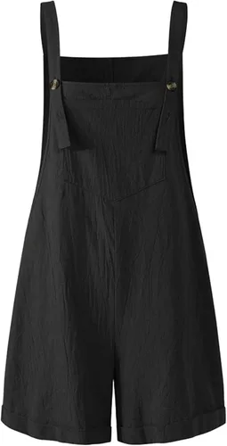 Miniatura 2 de SCUSTY Enterizo casual de lino y algodón para mujer, con tirantes ajustables, pantalones cortos