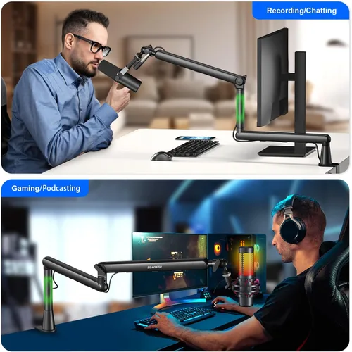 Miniatura 8 de Brazo de Micrófono, Aokeo AK-55 - Soporte de Brazo de Micrófono de Escritorio de Bajo Perfil Ajustable, Adecuado para Blue Yeti, Snowball iCE