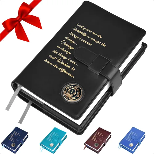 Miniatura 10 de GALILEO® Funda de libro doble AA grande y 12 pasos y 12 tradiciones Regalo AA Alcohólicos Anónimos Cuero PU Soporte para monedas Fundas