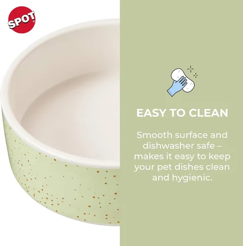 Miniatura 3 de SPOT Cuenco redondo de cerámica moteado para alimentos y agua para mascotas, apto para lavavajillas, ideal para perros pequeños, gatos, reptiles