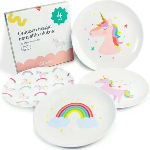 Miniatura 8 de Tiny Expressions - Platos de Acción de Gracias para niños - Juego de 4 platos de melamina de Acción de Gracias con bonitos diseños de pavo