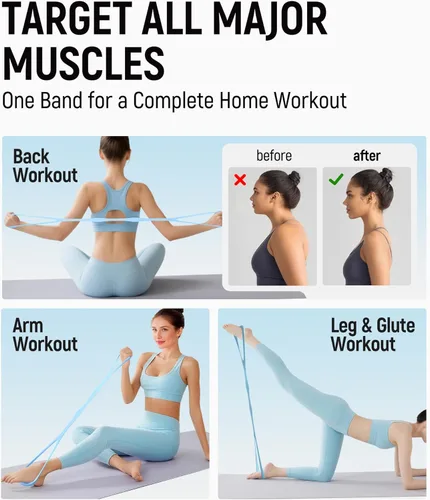 Miniatura 3 de Bandas de resistencia mejoradas de figura 8, bandas de silicona sin olor, sin polvo. Alta elasticidad para entrenamientos de brazos, espalda, 15