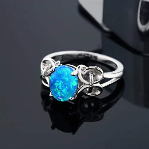 Miniatura 77 de Gem Stone King Anillo de compromiso ovalado con piedra natal para mujer, plata de ley 925, ovalado de 0.354 x 0.276 in, anillo de compromiso