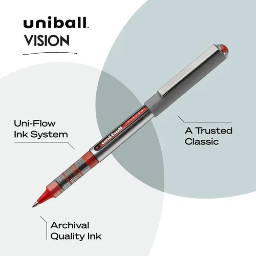 Miniatura 5 de uni-ball Vision - Bolígrafos de punta fina (132 de pulgada), color rojo, 12