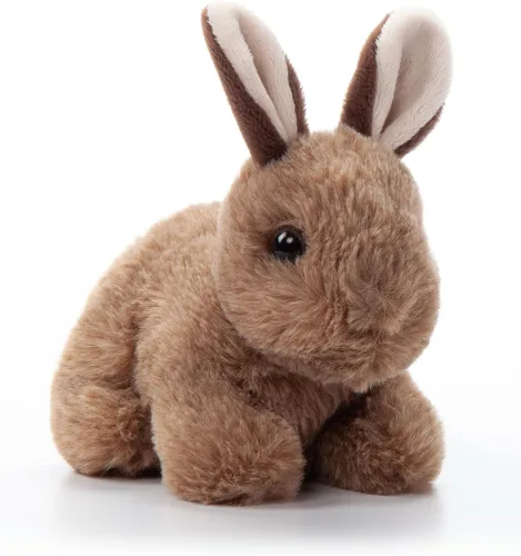 The Petting Zoo Peluche de conejo, regalos para niños, animales salvajes de la vida silvestre de Onez Babiez, juguete de peluche de conejo marrón de