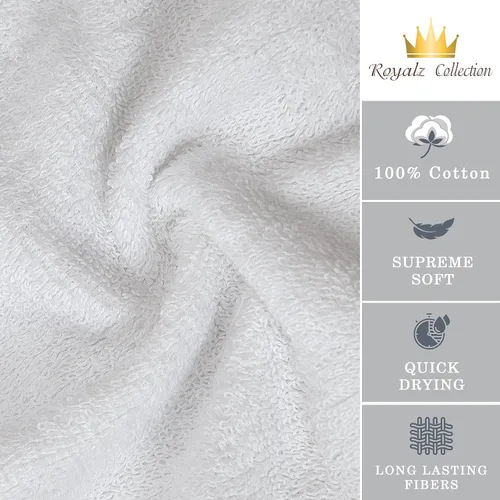 Miniatura 3 de Lujosas toallas de mano blancas para baño, paquete de 6 toallas de mano de 600 GSM, 100% algodón hilado en anillo, 16 x 30 pulgadas, extra grande