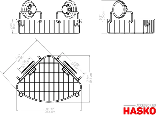 Miniatura 6 de HASKO accessories Organizador de ducha de esquina con ventosa con ganchos, organizador de baño de acero inoxidable, cesta de ducha montada