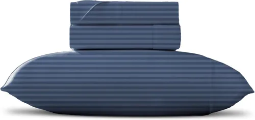 Miniatura 59 de TEXAS LINEN CO. Juego de sábanas de algodón egipcio Split King - 600 número de hilos, 5 piezas, sábanas blancas para cama ajustable, fibra 19: Raya