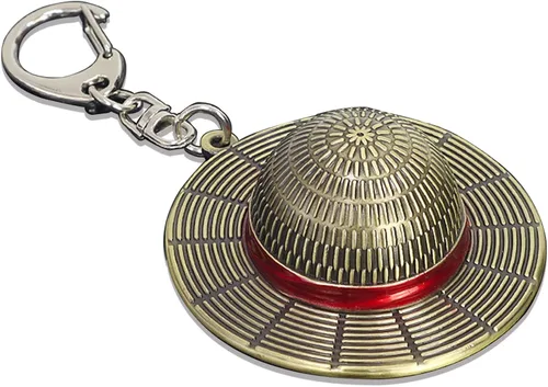 Batustou Llavero de una pieza con sombrero de paja Luffy de anime, llavero de piratas de 2 pulgadas, accesorios para mujeres, hombres y niños
