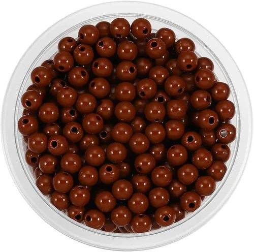 Miniatura 22 de 200 cuentas redondas acrílicas de 0.394 a 0.787 pulgadas (6 a 0.787 in) de color caramelo, cuentas espaciadoras sueltas para manualidades para hacer
