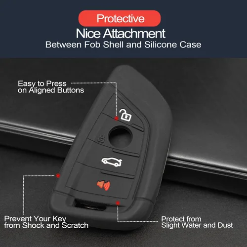 Miniatura 4 de 2 piezas compatibles con BMW 1 2 3 4 5 6 7 8 Series X1 X2 X3 X4 X5 X6 X7 i4 Z4 M5 M6 M7 M8 GT3 GT5 Funda para llavero protector de llavero sin llave