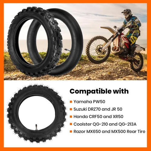 Miniatura 5 de Juego de neumático todoterreno y cámara interior de 2.5-10 pulgadas - Neumático de moto de cross con llanta de 10 pulgadas y cámara